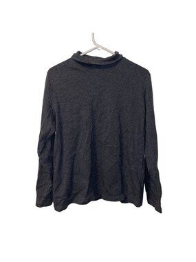 Lands End Womens Turtleneck Long Sleeve Top XL Gray 100% Cotton